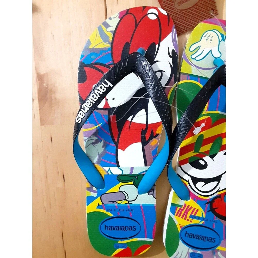 Disney Parks Havaianas Colorful Mickey Mouse Flip Flop Sandals 8 NWT